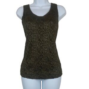 Chico's Green Stretch Lace Lined Tank Top Women's Size 2 (Med)